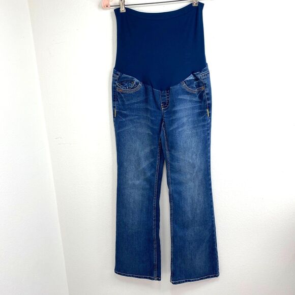Jet Set Motherhood Maternity Jeans Small Full Belly Panel Pullon Flared Low Rise - Picture 1 of 16